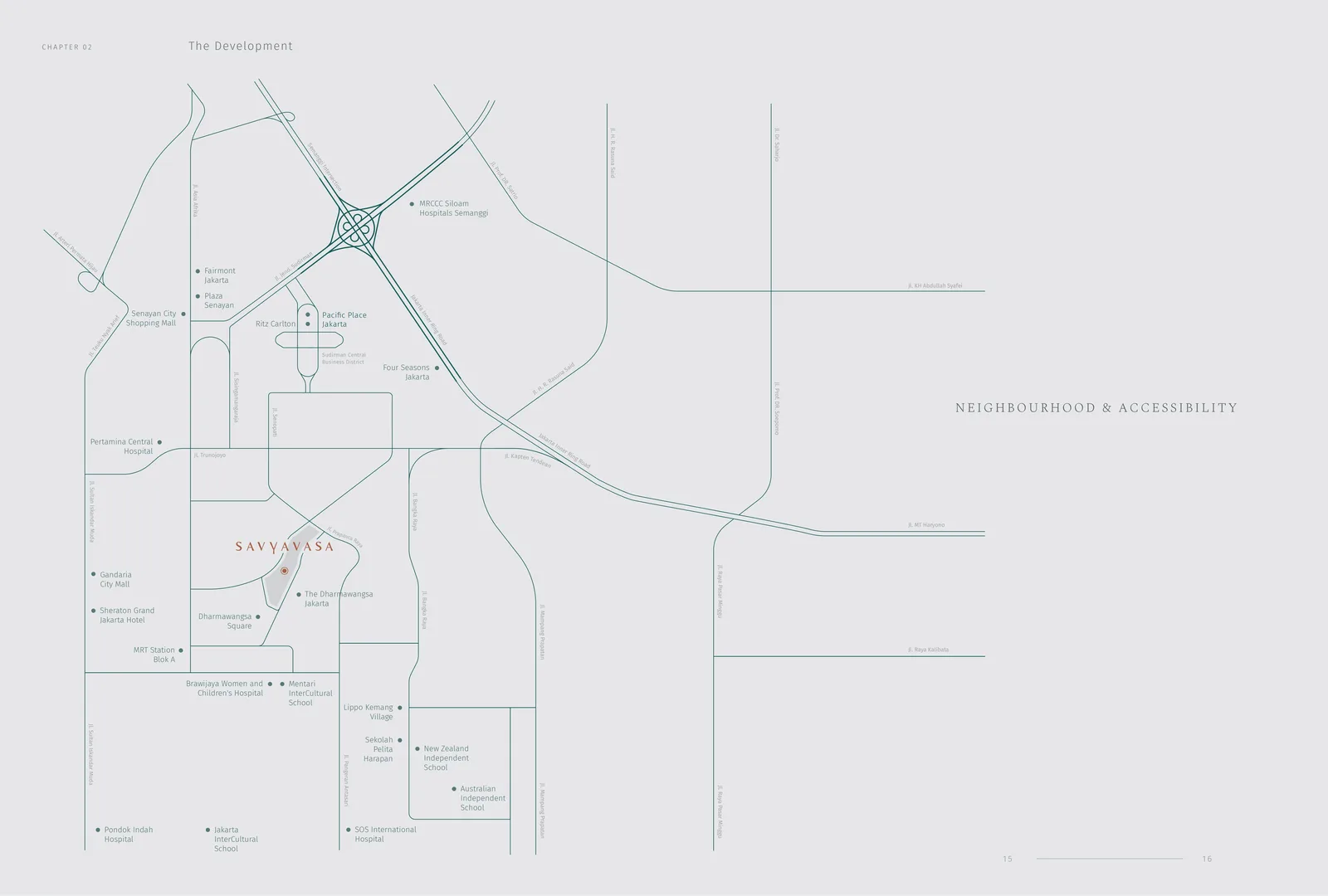 Savyavasa Dharmawangsa neighborhood map SCBD Senopati Brawijaya Hospital